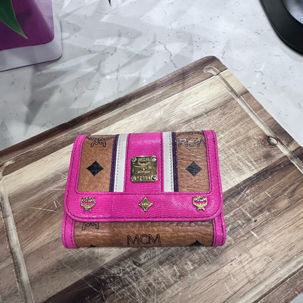 MCM Pink and Brown Wallet with Gold Accents - Picture 6 of 6